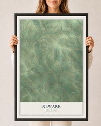 Map of Newark, Wisconsin, 24 x 36 inch print in a black wood frame
