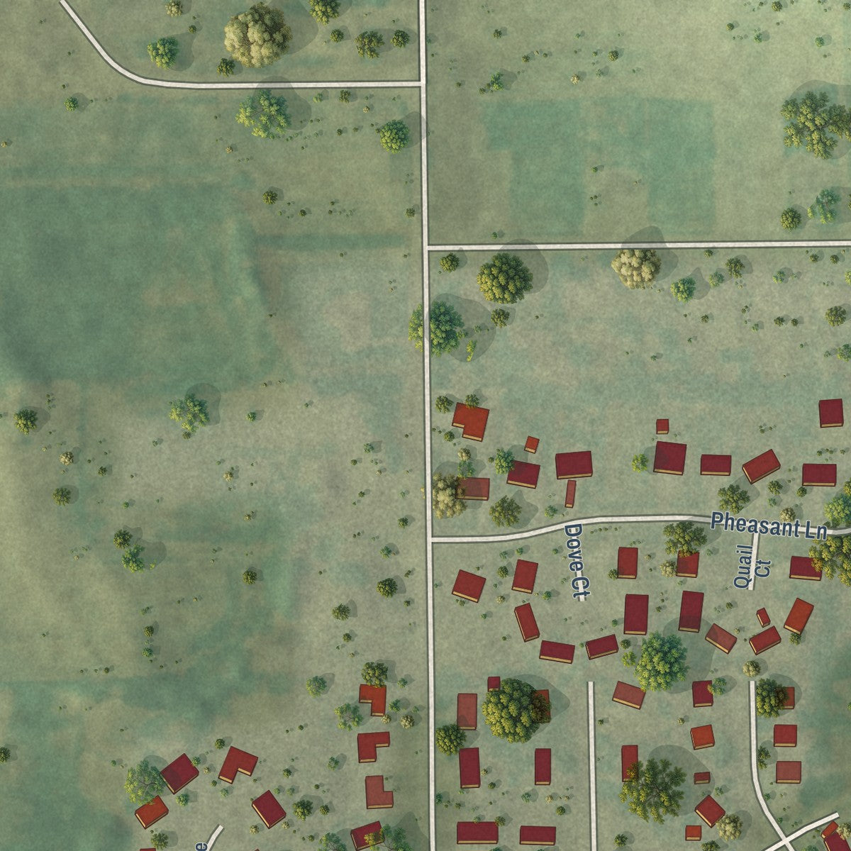 Second close-up of the map of Newburg, Wisconsin print showing more streets and buildings