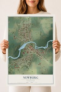 Map of Newburg, Wisconsin, 18 x 24 inch unframed archival matte print