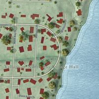 Close-up of the map of North Bay, Wisconsin print showing street and building detail