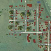 Close-up of the map of Norwalk, Wisconsin print showing street and building detail