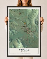 Map of Norwalk, Wisconsin, 24 x 36 inch print in a black wood frame