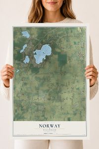 Map of Norway, Wisconsin, 18 x 24 inch unframed archival matte print