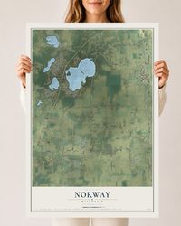Map of Norway, Wisconsin, 24 x 36 inch unframed archival matte print