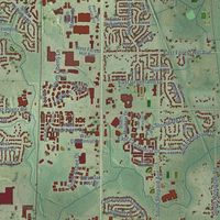 Close-up of the map of Oak Creek, Wisconsin print showing street and building detail