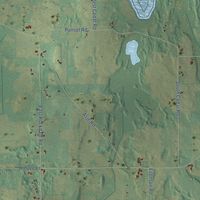 Second close-up of the map of Oakland, Jefferson County, Wisconsin print showing more streets and buildings