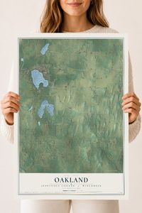Map of Oakland, Jefferson County, Wisconsin, 18 x 24 inch unframed archival matte print