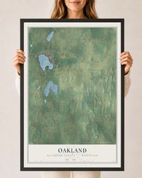 Map of Oakland, Jefferson County, Wisconsin, 24 x 36 inch print in a black wood frame