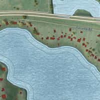 Close-up of the map of Oconomowoc Lake, Wisconsin print showing street and building detail