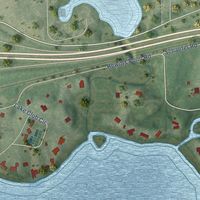 Second close-up of the map of Oconomowoc Lake, Wisconsin print showing more streets and buildings