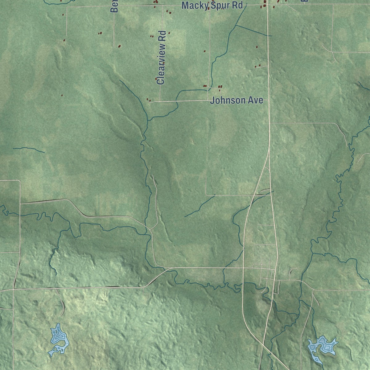 Second close-up of the map of Ogema, Wisconsin print showing more streets and buildings