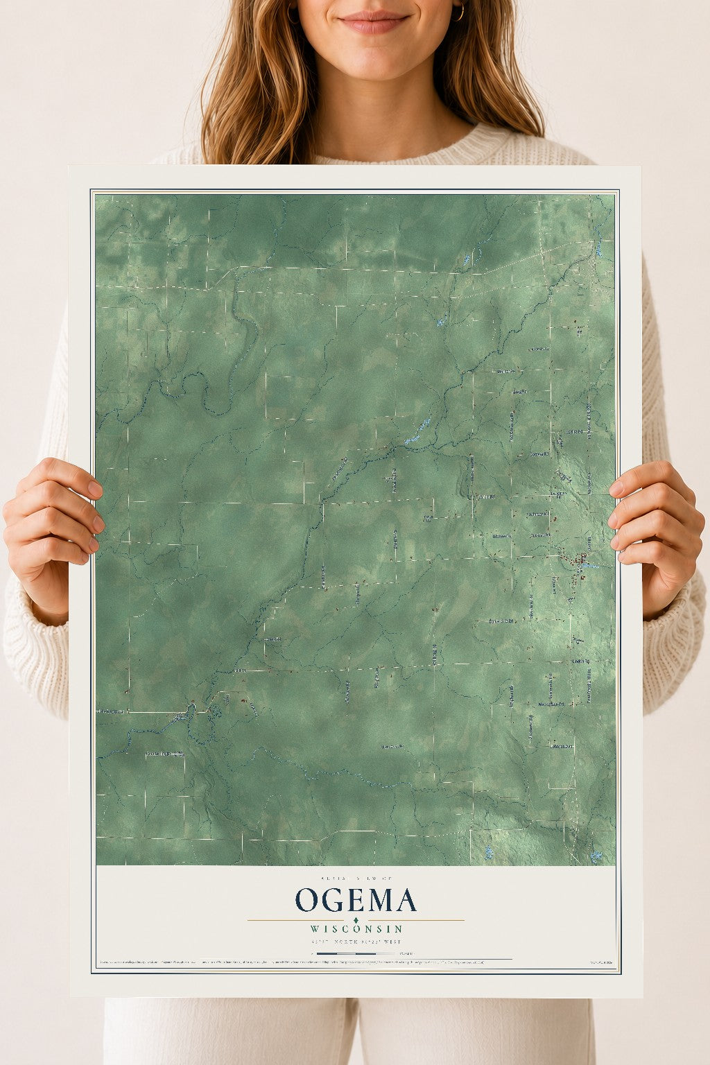 Map of Ogema, Wisconsin, 18 x 24 inch unframed archival matte print