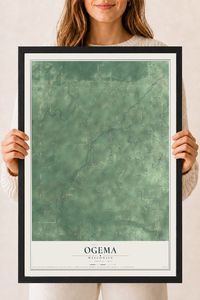 Map of Ogema, Wisconsin, 18 x 24 inch print in a black wood frame