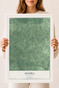 Map of Ogema, Wisconsin, 18 x 24 inch print in a white wood frame