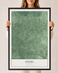 Map of Ogema, Wisconsin, 24 x 36 inch print in a black wood frame