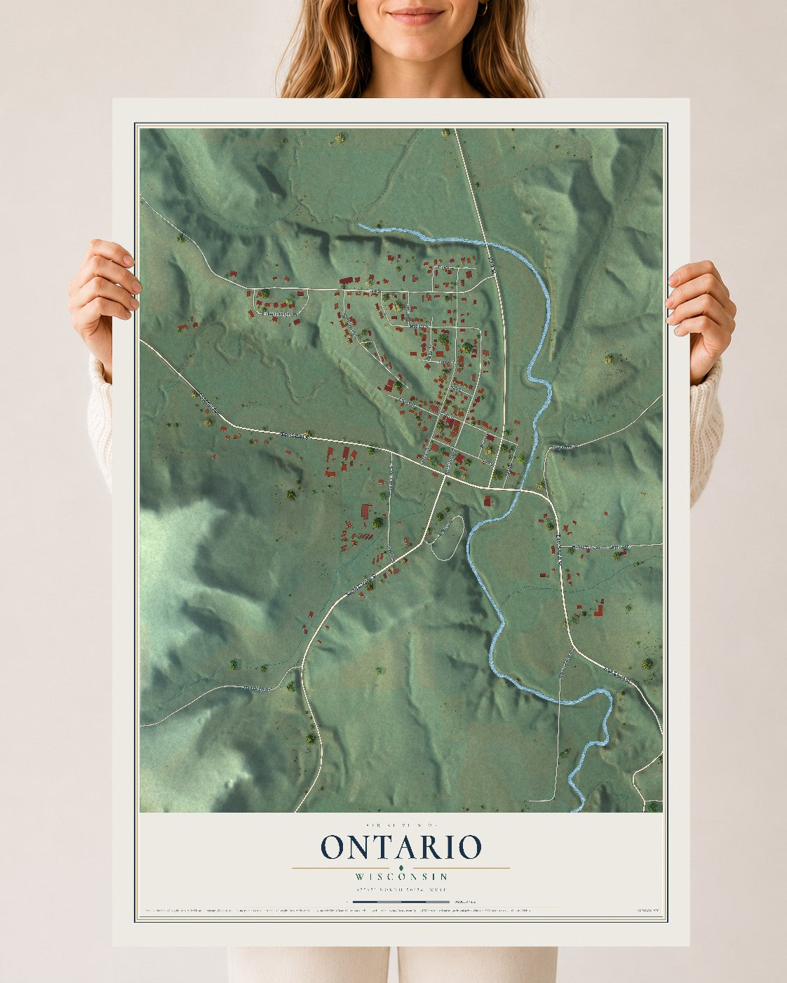 Map of Ontario, Wisconsin, 24 x 36 inch unframed archival matte print