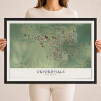 Map of Orfordville, Wisconsin, 18 x 24 inch print in a black wood frame