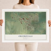 Map of Orfordville, Wisconsin, 18 x 24 inch print in a white wood frame