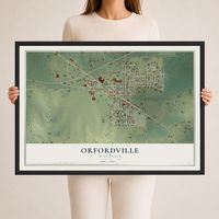 Map of Orfordville, Wisconsin, 24 x 36 inch print in a black wood frame