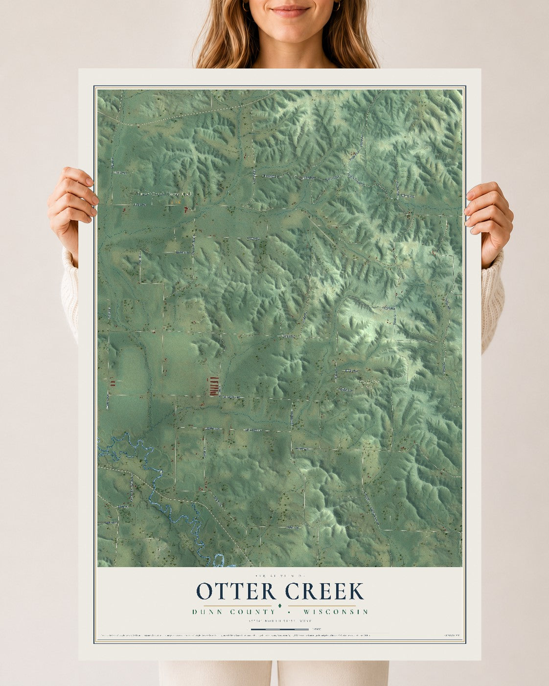 Map of Otter Creek, Dunn County, Wisconsin, 24 x 36 inch unframed archival matte print