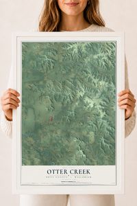 Map of Otter Creek, Dunn County, Wisconsin, 18 x 24 inch print in a white wood frame