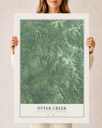 Map of Otter Creek, Dunn County, Wisconsin, 24 x 36 inch print in a white wood frame