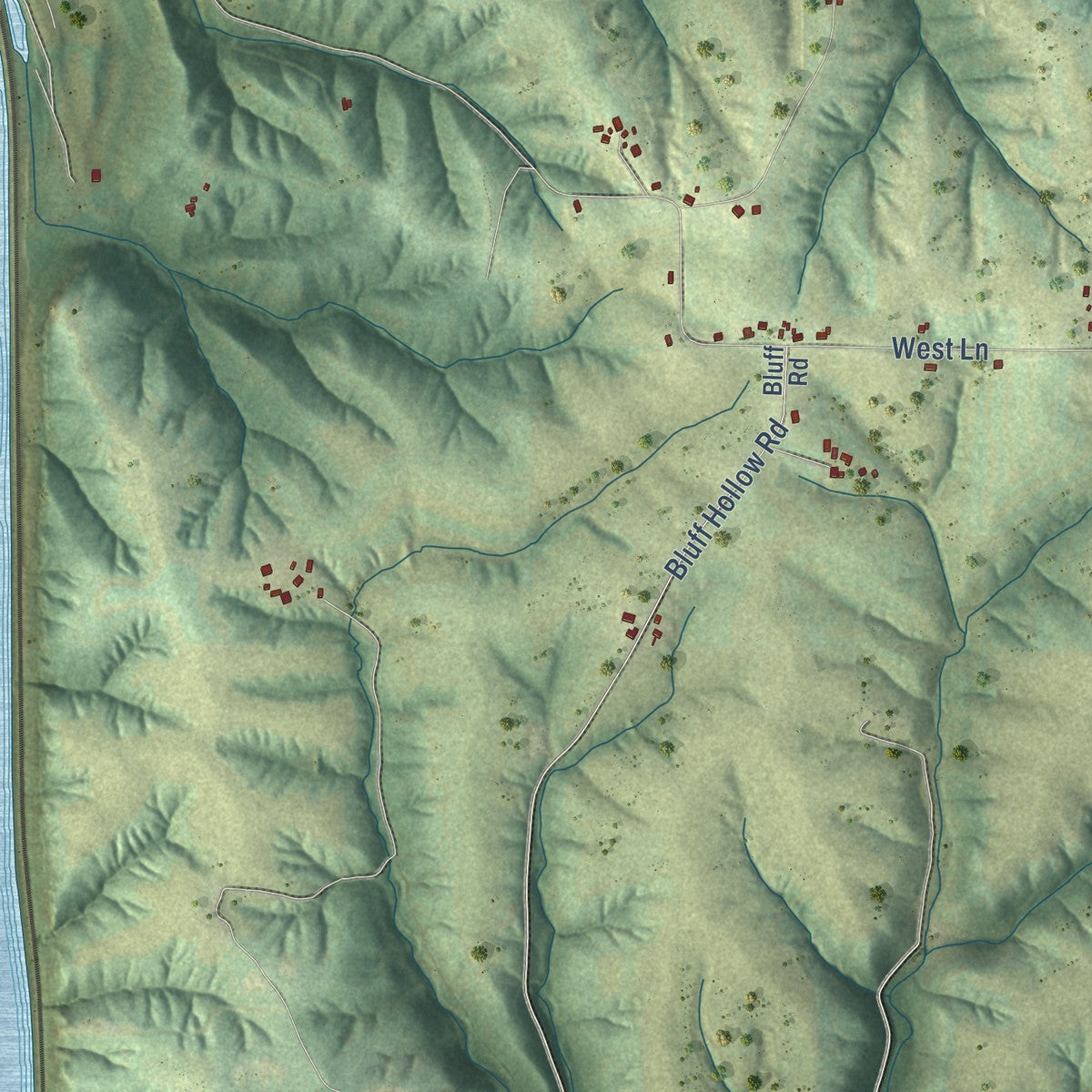 Second close-up of the map of Paris, Grant County, Wisconsin print showing more streets and buildings
