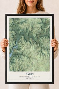 Map of Paris, Grant County, Wisconsin, 18 x 24 inch print in a black wood frame