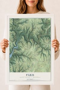 Map of Paris, Grant County, Wisconsin, 18 x 24 inch print in a white wood frame