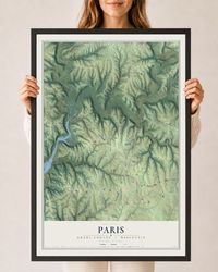 Map of Paris, Grant County, Wisconsin, 24 x 36 inch print in a black wood frame
