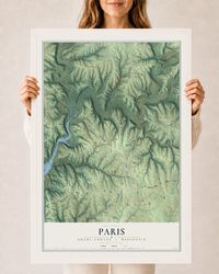 Map of Paris, Grant County, Wisconsin, 24 x 36 inch print in a white wood frame