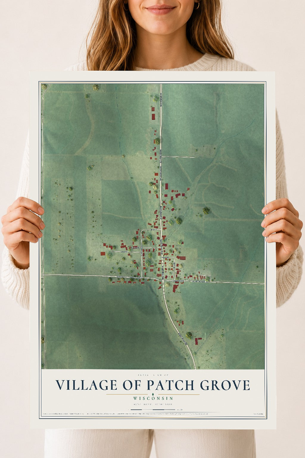 Map of Patch Grove, Wisconsin, 18 x 24 inch unframed archival matte print