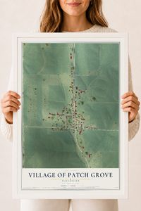 Map of Patch Grove, Wisconsin, 18 x 24 inch print in a white wood frame