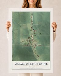Map of Patch Grove, Wisconsin, 24 x 36 inch print in a white wood frame