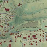 Second close-up of the map of Platteville, Wisconsin print showing more streets and buildings