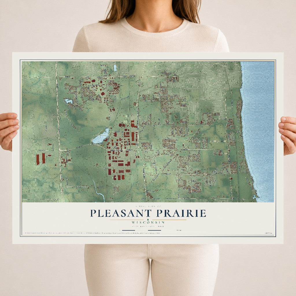 Map of Pleasant Prairie, Wisconsin, 18 x 24 inch unframed archival matte print
