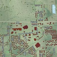Close-up of the map of Pleasant Prairie, Wisconsin print showing street and building detail