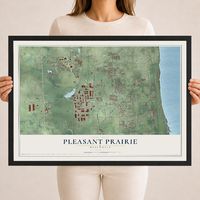 Map of Pleasant Prairie, Wisconsin, 18 x 24 inch print in a black wood frame