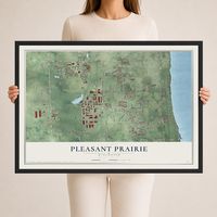Map of Pleasant Prairie, Wisconsin, 24 x 36 inch print in a black wood frame
