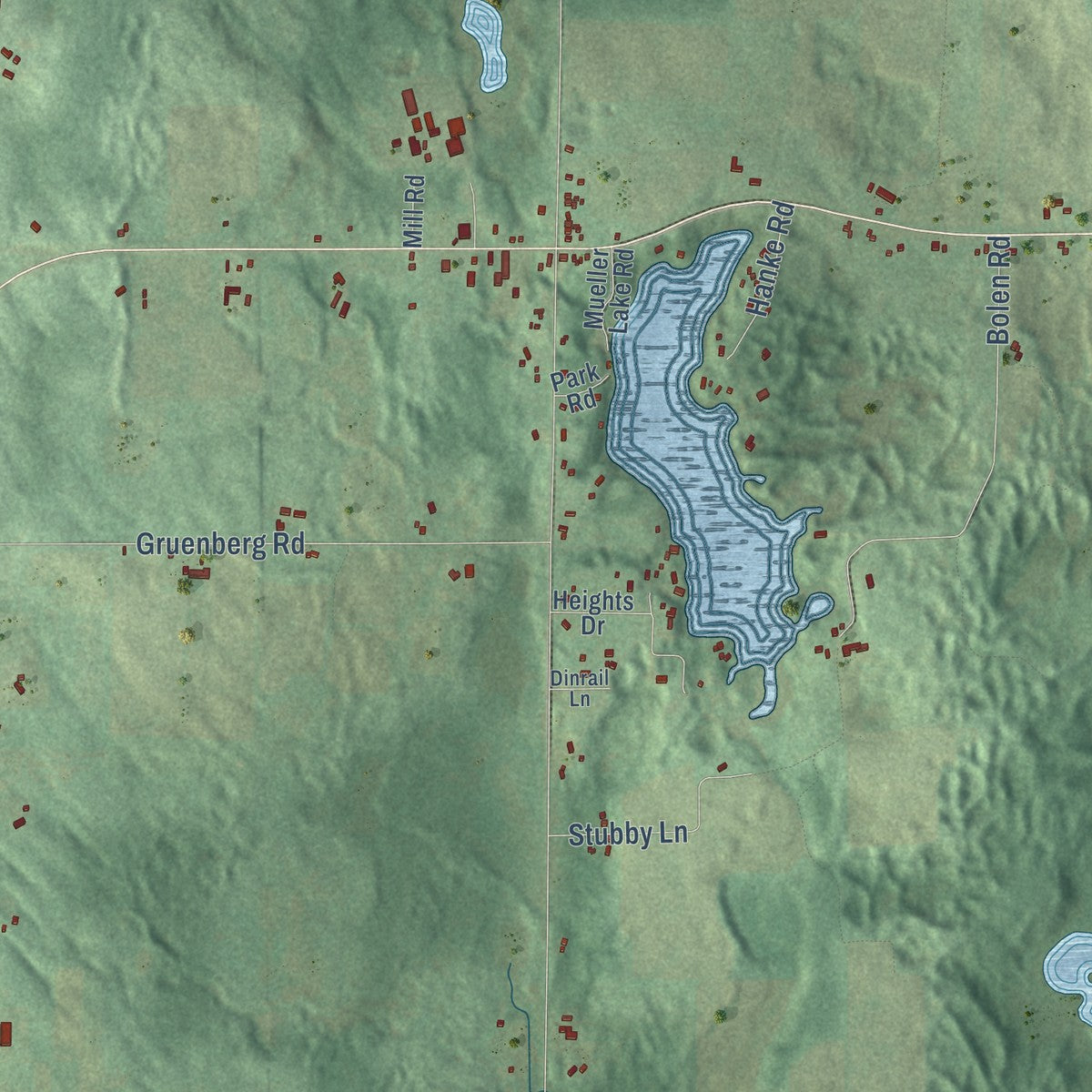 Second close-up of the map of Polar, Wisconsin print showing more streets and buildings