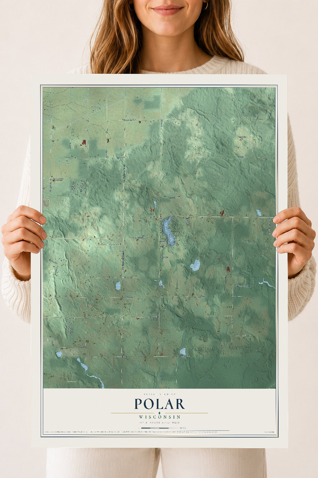 Map of Polar, Wisconsin, 18 x 24 inch unframed archival matte print
