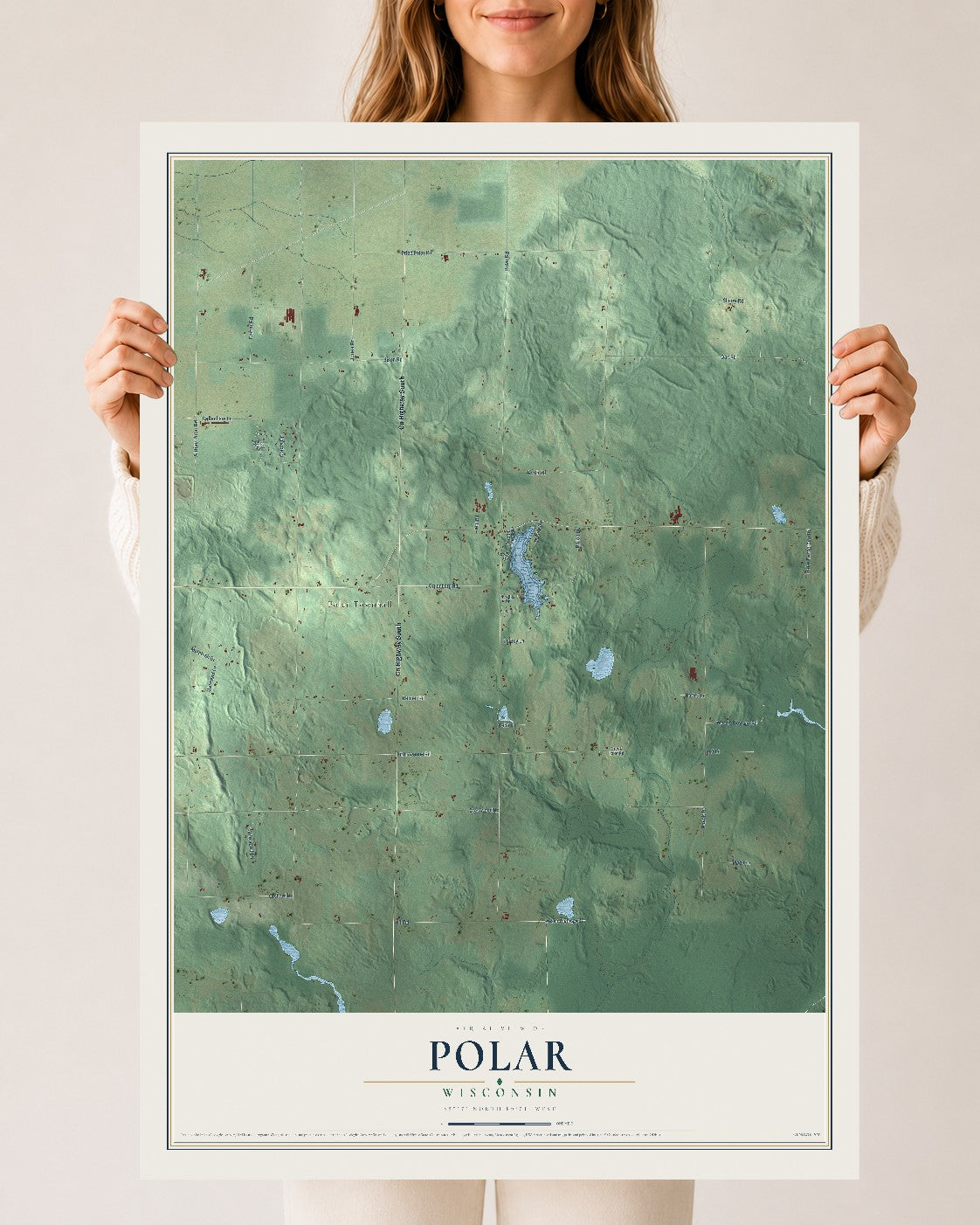 Map of Polar, Wisconsin, 24 x 36 inch unframed archival matte print