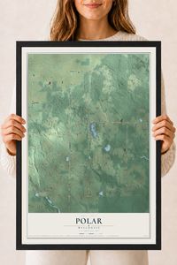 Map of Polar, Wisconsin, 18 x 24 inch print in a black wood frame