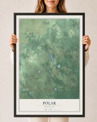 Map of Polar, Wisconsin, 24 x 36 inch print in a black wood frame