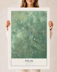 Map of Polar, Wisconsin, 24 x 36 inch print in a white wood frame