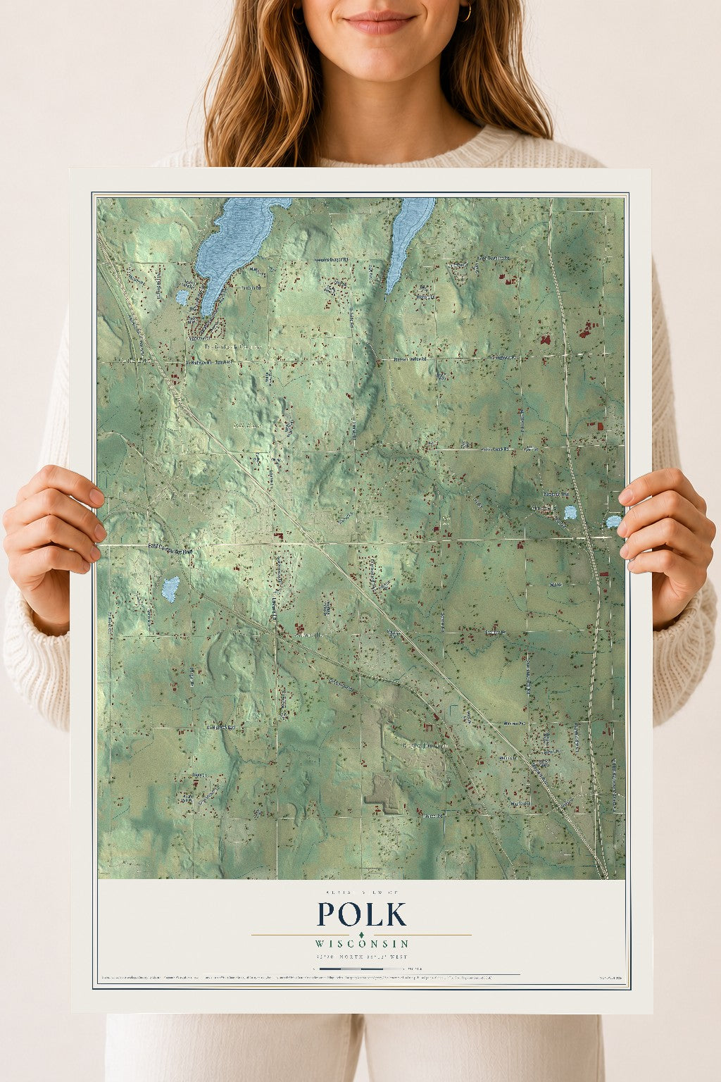 Map of Polk, Wisconsin, 18 x 24 inch unframed archival matte print