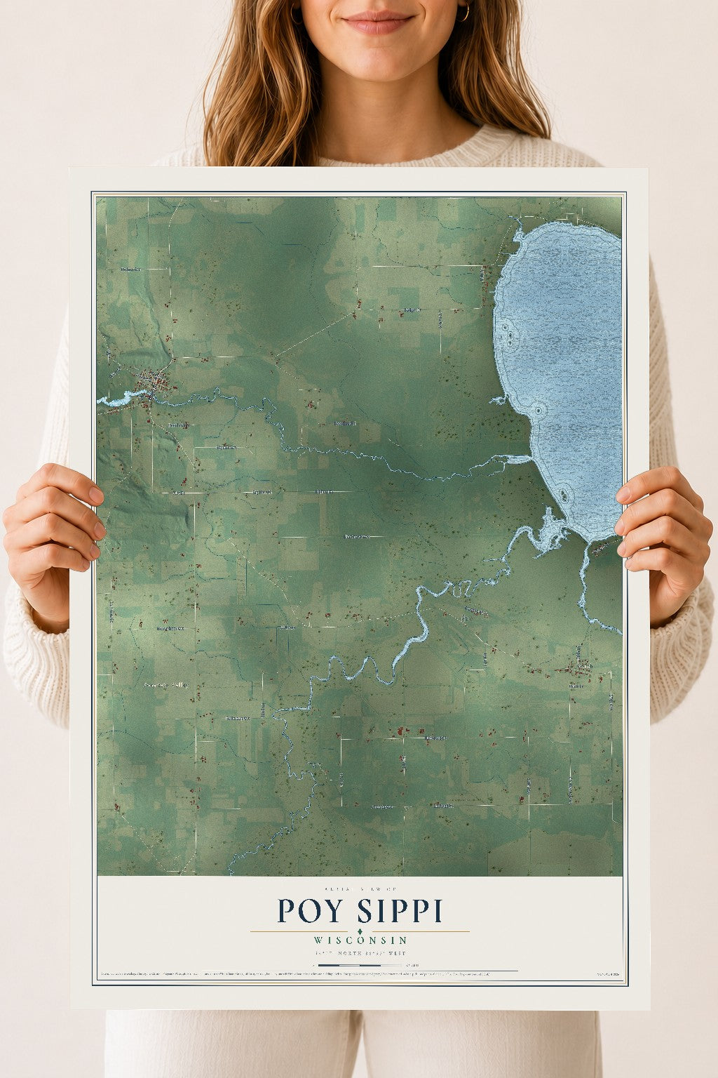 Map of Poy Sippi, Wisconsin, 18 x 24 inch unframed archival matte print