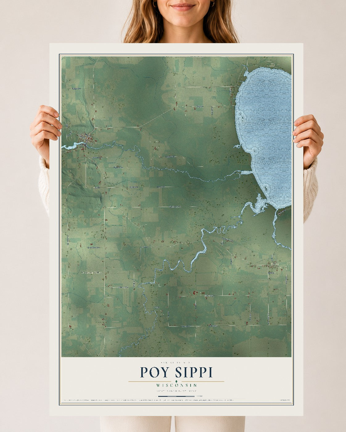 Map of Poy Sippi, Wisconsin, 24 x 36 inch unframed archival matte print