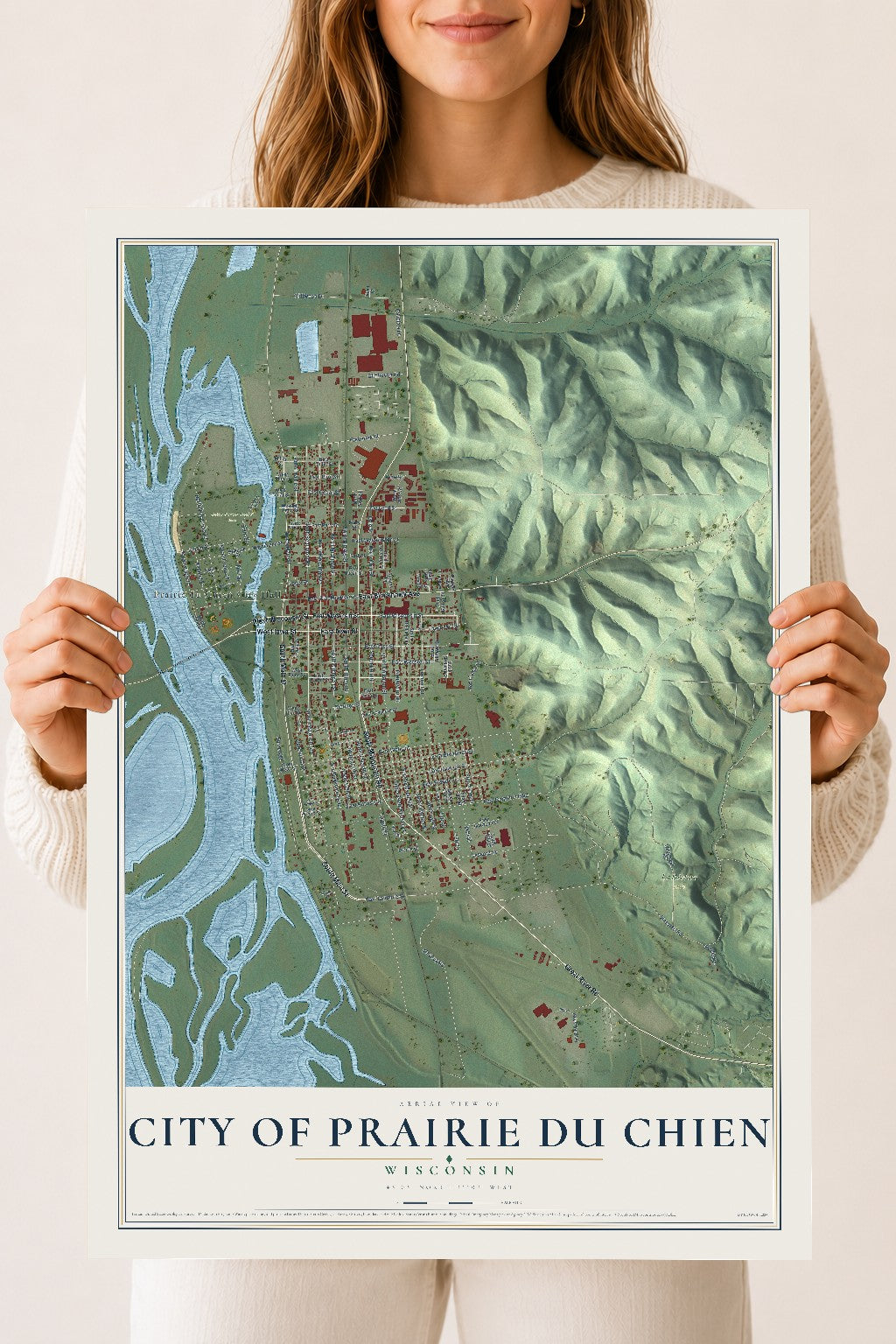 Map of Prairie du Chien, Wisconsin, 18 x 24 inch unframed archival matte print