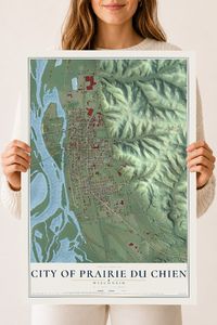 Map of Prairie du Chien, Wisconsin, 18 x 24 inch unframed archival matte print